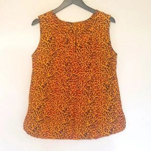 Handmade golden coral cotton  print sleeveless top